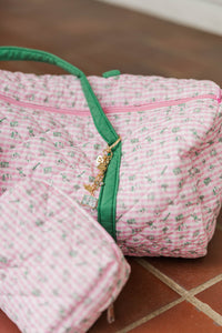 Girls: Where To Next Pink Gingham Quilted Duffle Bag