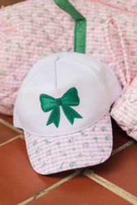 Girls: Adventure Awaits Pink Gingham Embroidered Bow Hat