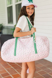 Girls: Where To Next Pink Gingham Quilted Duffle Bag