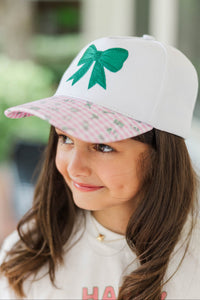 Girls: Adventure Awaits Pink Gingham Embroidered Bow Hat