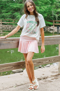 Girls: Campfire Social Club White Graphic Tee