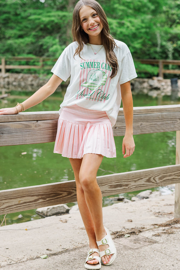 Girls: Campfire Social Club White Graphic Tee