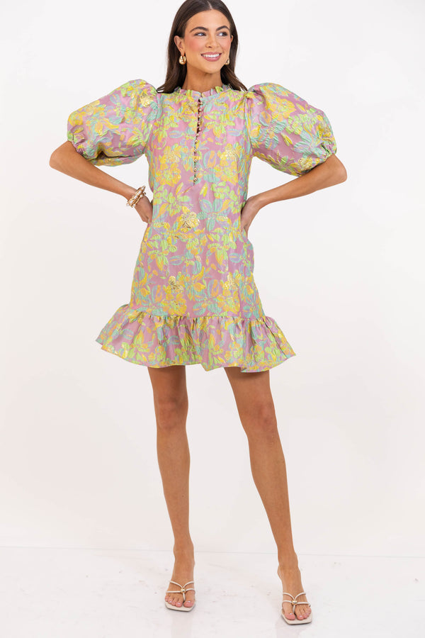 Full Of Grace Pink Brocade Dress