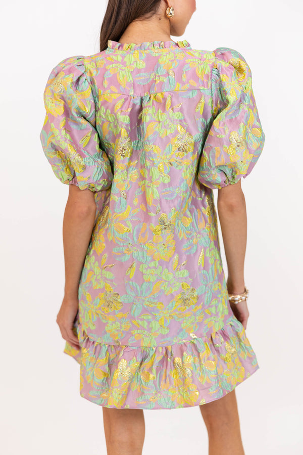 Full Of Grace Pink Brocade Dress