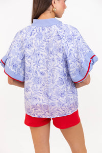 For Keeps Blue Floral Blouse