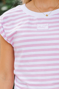 Fun Starts Now Pink Striped Crossover Top