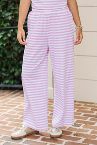 Play It Cool Pink Striped Wide Leg Pants
