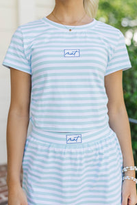 Go Time Light Blue Striped Patch Baby Tee