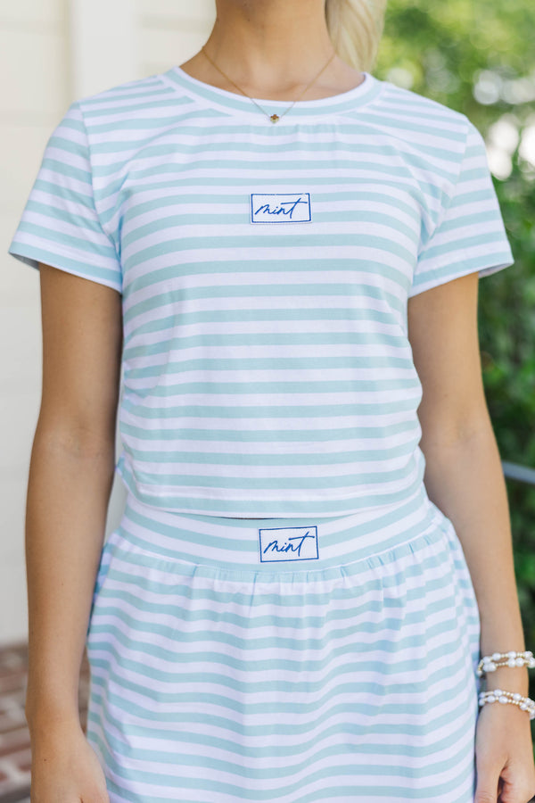 Go Time Light Blue Striped Patch Baby Tee