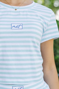 Go Time Light Blue Striped Patch Baby Tee