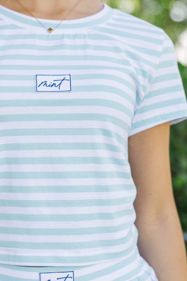 Go Time Light Blue Striped Patch Baby Tee