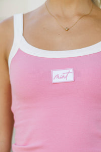 Booked & Busy Pink Athletic Patch Tank