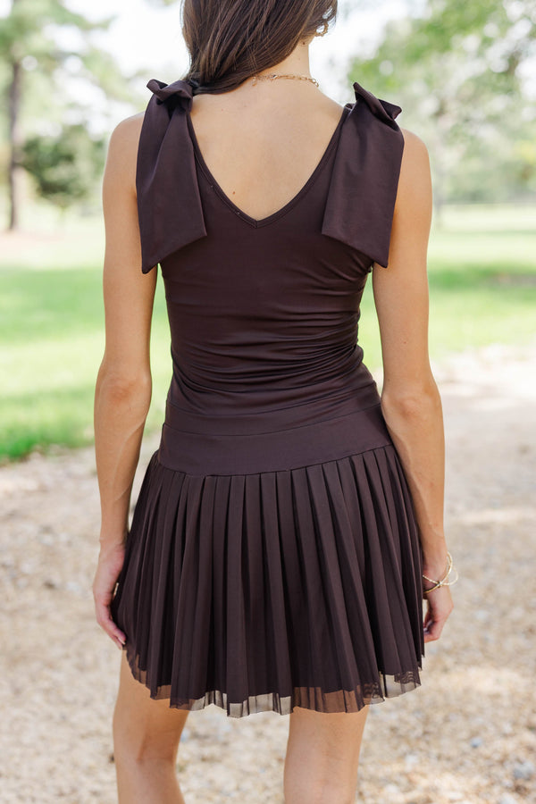 Match Play Brown Pleated Athletic Dress
