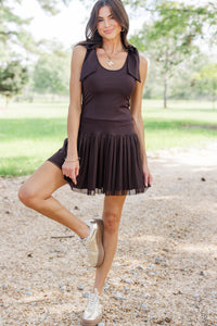 Match Play Brown Pleated Athletic Dress