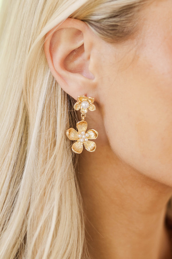 Love In Bloom Gold Flower Earrings