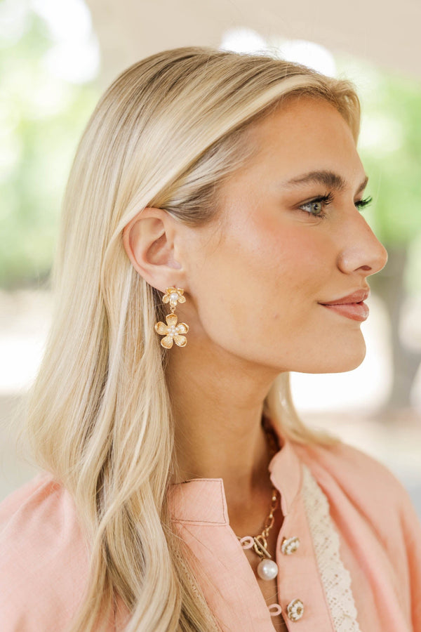 Love In Bloom Gold Flower Earrings