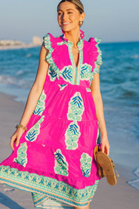Best One Yet Pink Medallion Midi Dress