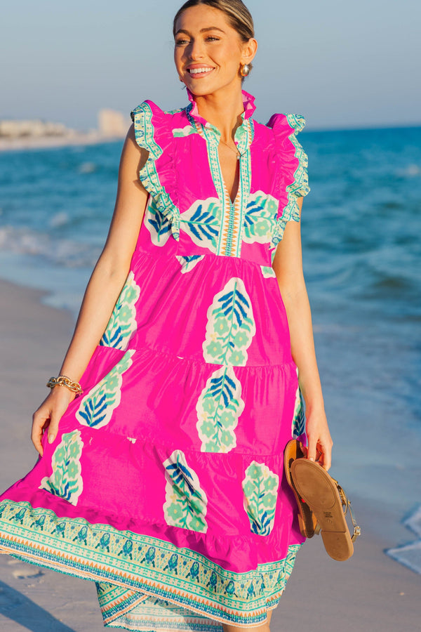 Best One Yet Pink Medallion Midi Dress
