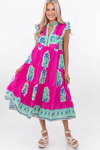 Best One Yet Pink Medallion Midi Dress
