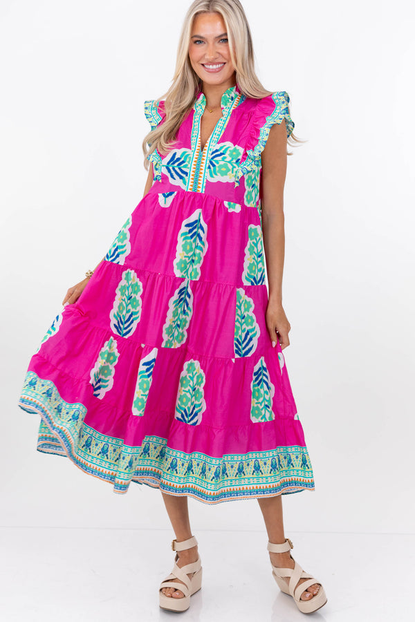 Best One Yet Pink Medallion Midi Dress