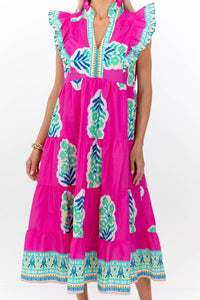 Best One Yet Pink Medallion Midi Dress