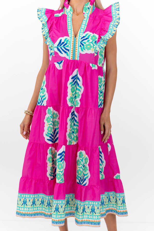 Best One Yet Pink Medallion Midi Dress