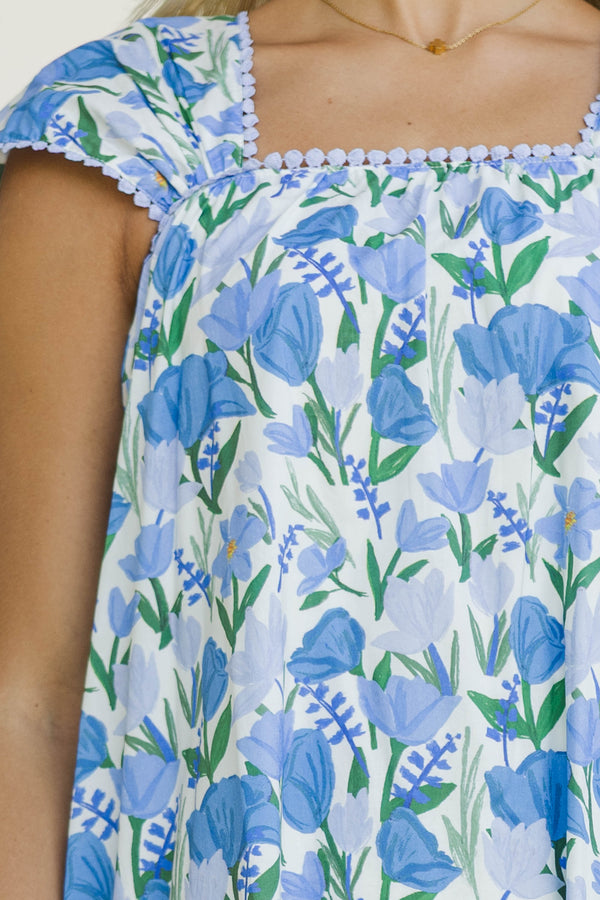 Found My Way Blue Floral Midi Dress
