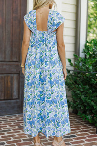 Found My Way Blue Floral Midi Dress