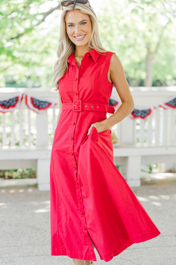 Just Passing Through Red Midi Dress