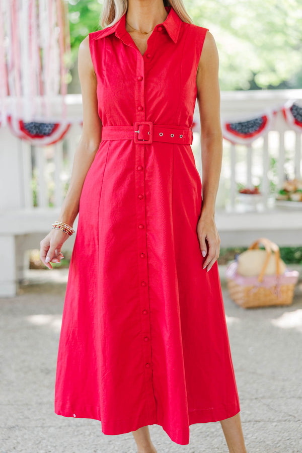 Just Passing Through Red Midi Dress