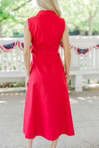 Just Passing Through Red Midi Dress