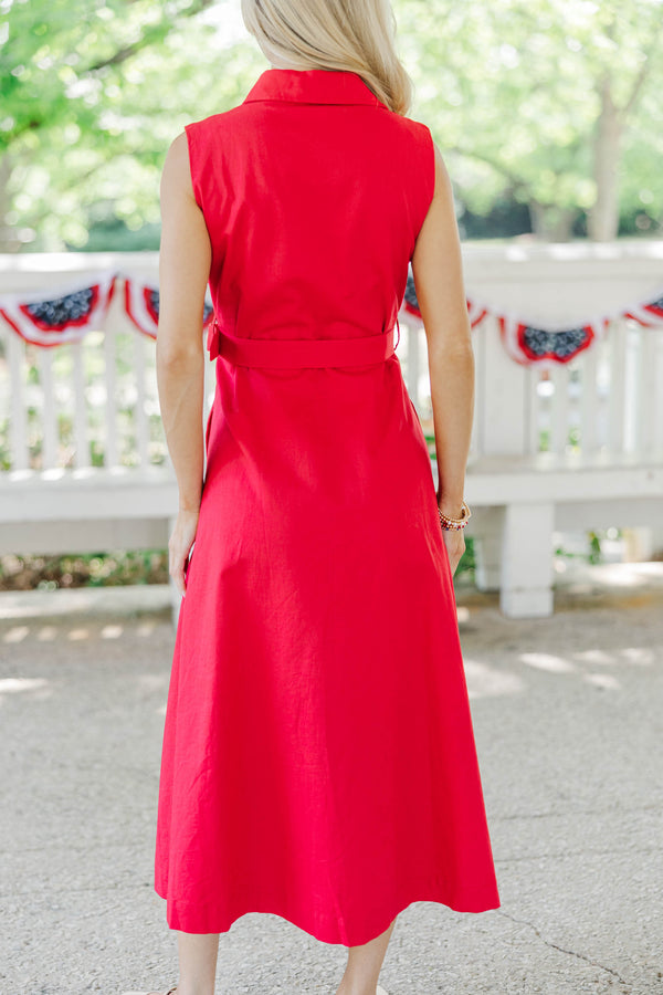 Just Passing Through Red Midi Dress