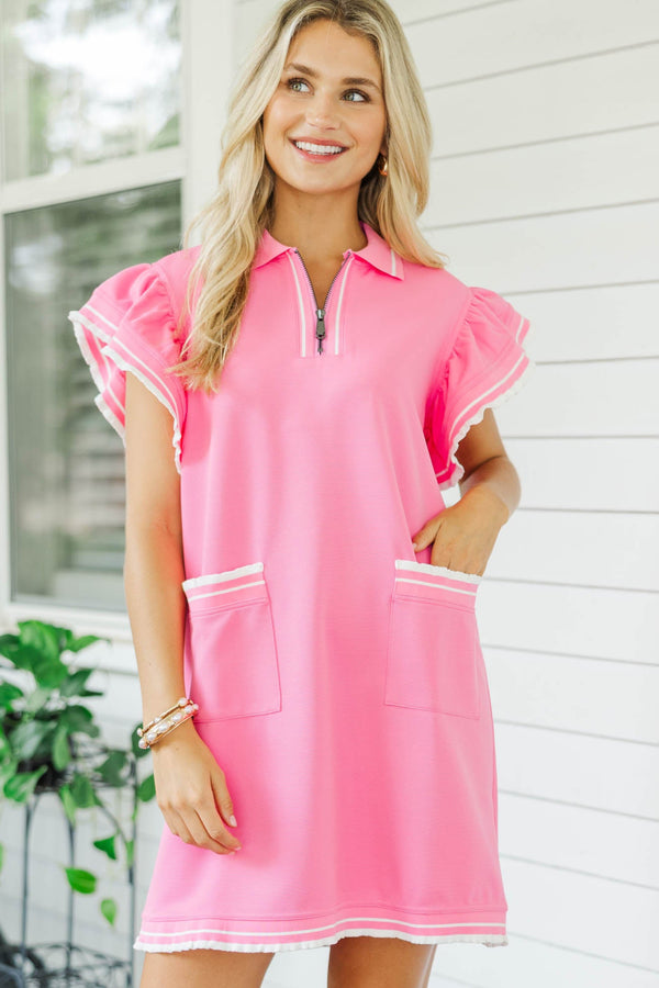 The Club House Pink Ruffled Collared Dress – Shop the Mint