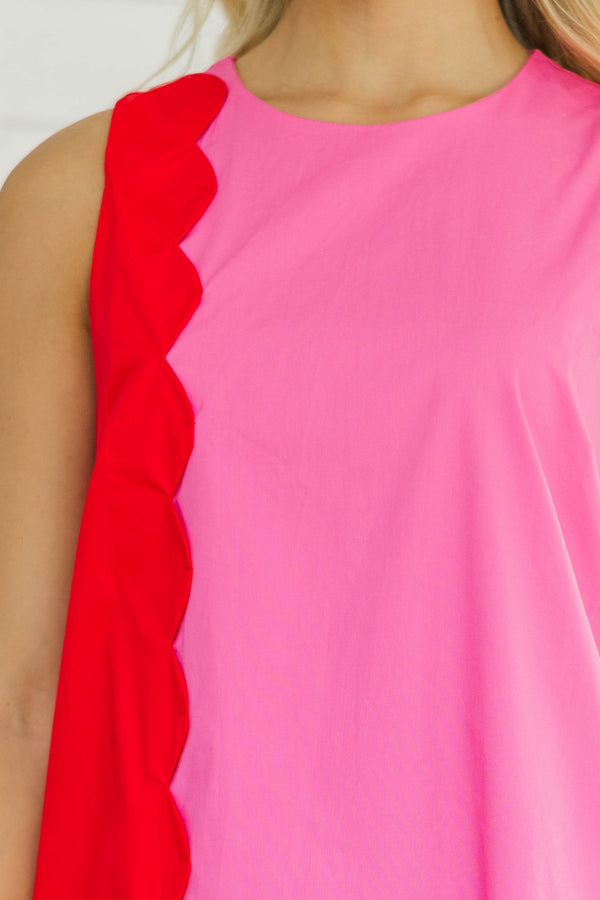 Set The Scene Pink Colorblock Shift Dress