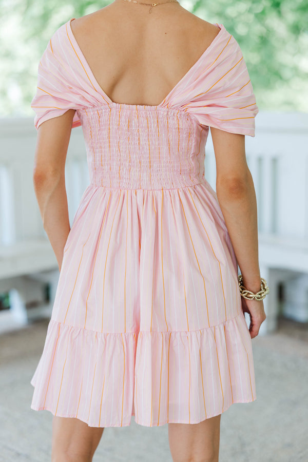Sweet Sensation Pink Striped Bow Dress