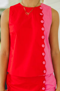 Forever Sweet Pink Colorblock Button Top