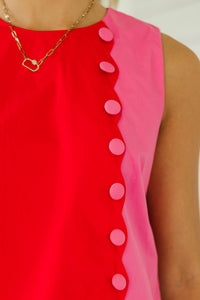 Forever Sweet Pink Colorblock Button Top