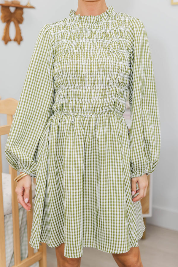 NURSING COLLECTION: Cherish Every Moment Olive Gingham Dress