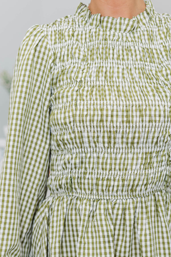 NURSING COLLECTION: Cherish Every Moment Olive Gingham Dress