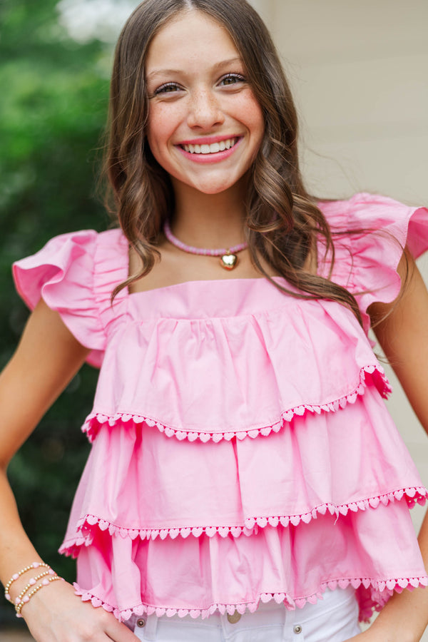 Girls: The Dream State Pink Heart Trim Tank