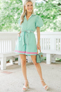 Tell Me Everything Green Striped Romper