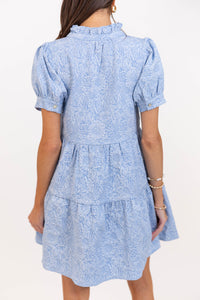 All Signs Point Here Light Blue Textured Dress