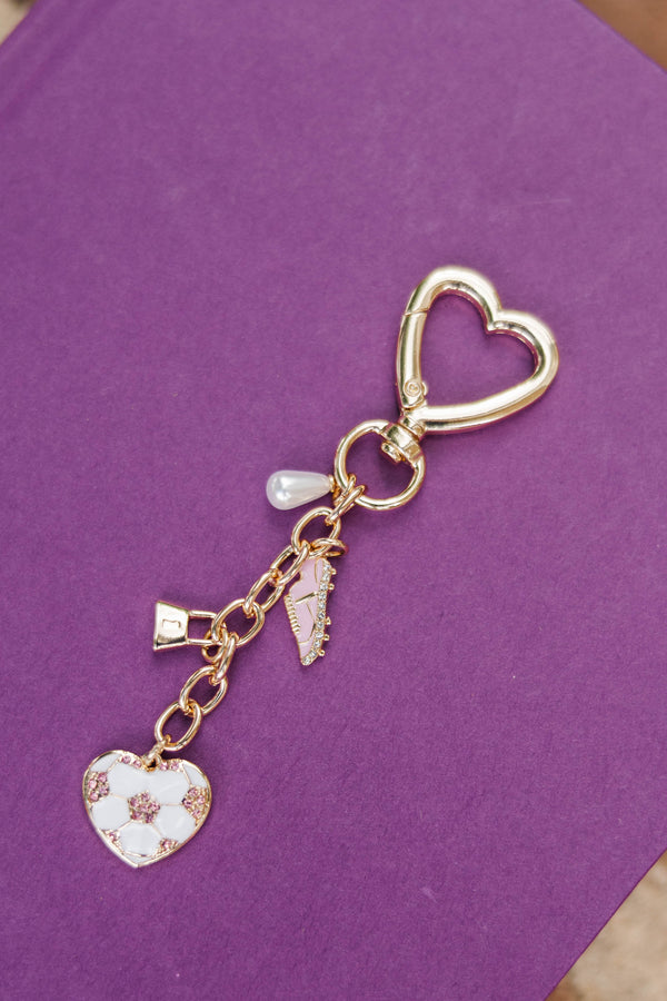 Girls: She Scores Pink Soccer Bag Charm