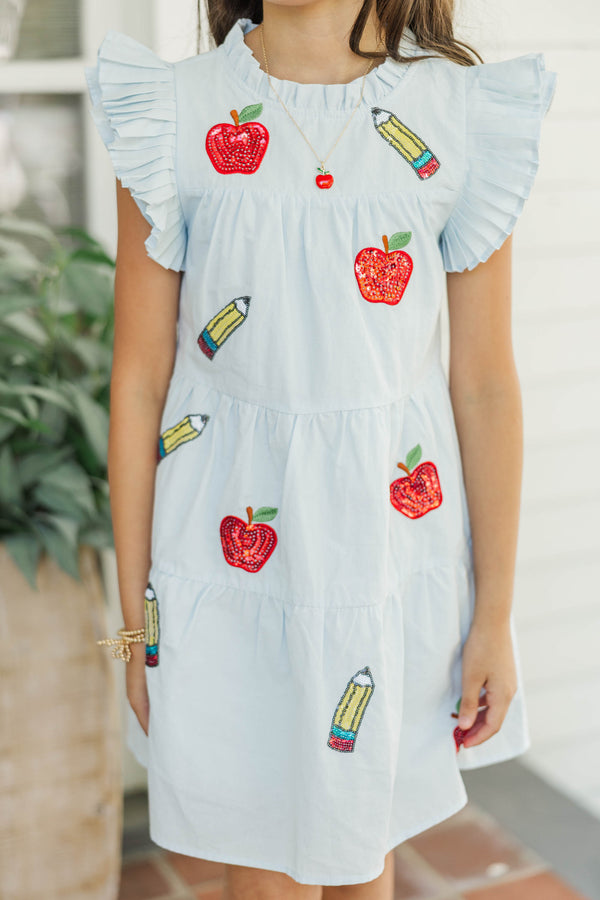 Girls: Sweet Nature Light Blue Sequin Babydoll Dress