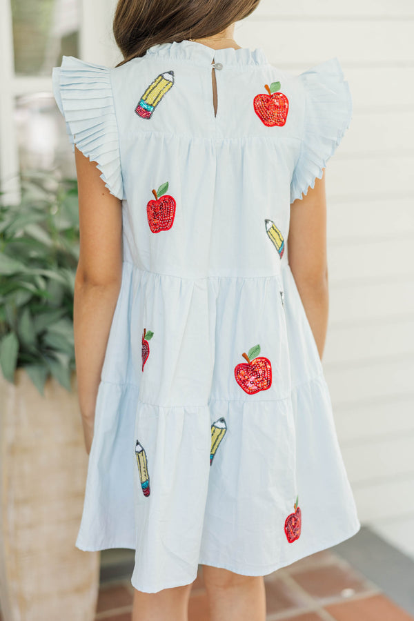 Girls: Sweet Nature Light Blue Sequin Babydoll Dress