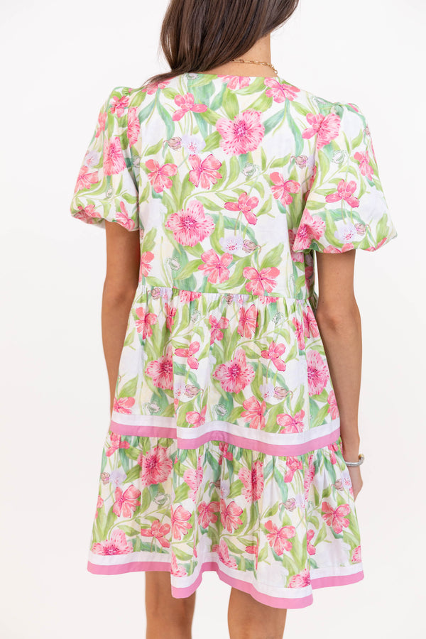For A While Pink Floral Dress