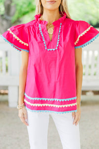 Have Some Fun Fuchsia Ricrac Blouse
