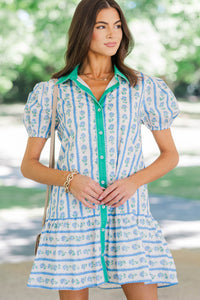 As Time Goes On Blue Floral Dress