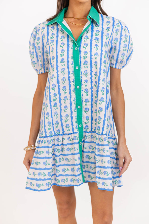 As Time Goes On Blue Floral Dress