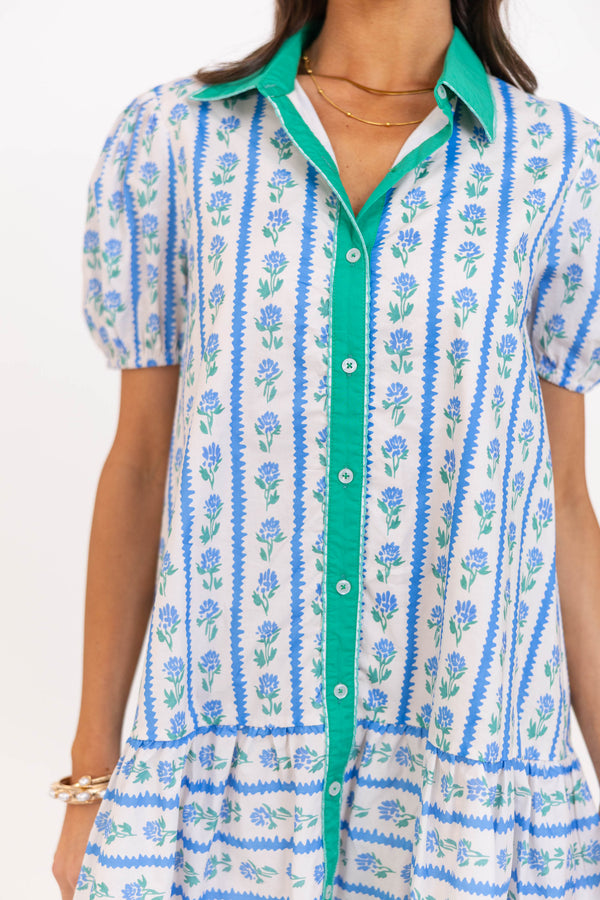 As Time Goes On Blue Floral Dress